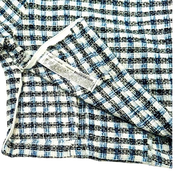 ZARA Off The Shoulder Textured Checkered Crop Top 3/4 Sleeve NWT Size Large - Picture 6 of 6